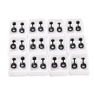 Flat Round Crystal Rhinestone Ear Fake Plugs EJEW-H105-21EB-B-1