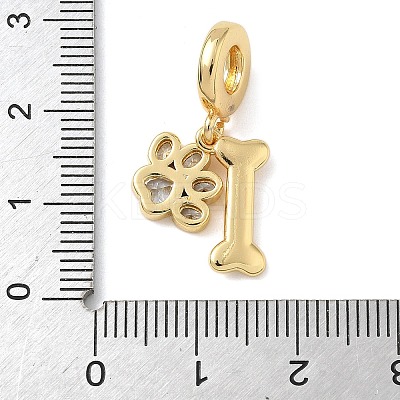 Brass Pave Clear Cubic Zirconia European Dangle Charms KK-D502-12G-1