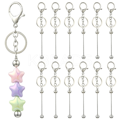 10Pcs Alloy Bar Beadable Keychain for Jewelry Making DIY Crafts KEYC-YW0001-28P-1