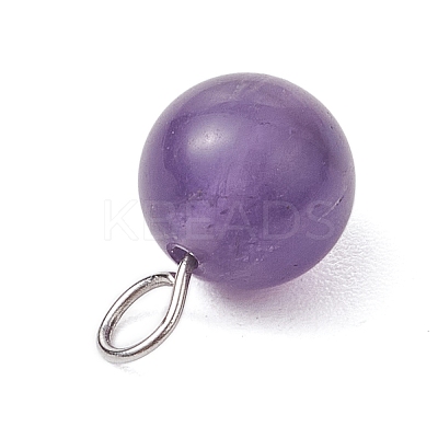 7Pcs 7 Colors Natural Aquamarine & Black Onyx & Amethyst & Malaysia Jade & Taiwan Jade & White Jade & Carnelian Round Pendants PALLOY-JF03193-1