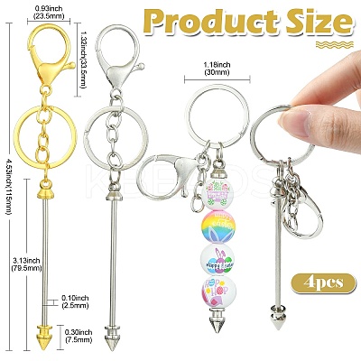 4Pcs 2 Colors Alloy Bar Beadable Keychain for Jewelry Making DIY Crafts KEYC-CJ0001-08-1