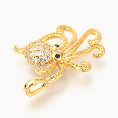 Brass Micro Pave Clear & Black Cubic Zirconia Pendants ZIRC-O036-25G-1