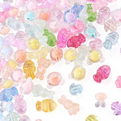 100Pcs 5 Styles Animals Transparent Acrylic Beads OACR-TA0005-02-1