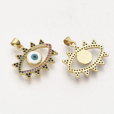 Golden Plated Brass Micro Pave Cubic Zirconia Pendants ZIRC-T012-14G-1