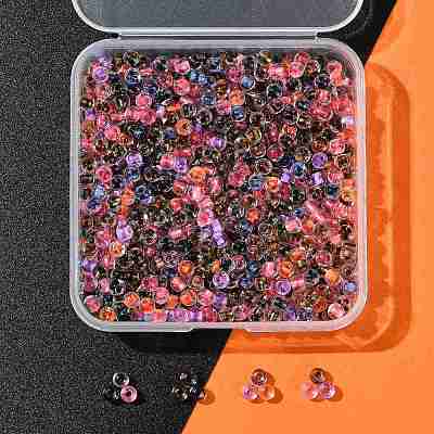 50G 3 Colors Halloween Transparent Glass Round Seed Beads SEED-FS0001-41-1