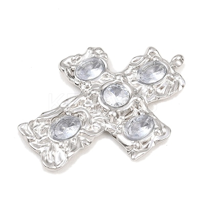 304 Stainless Steel Micro Pave Cubic Zirconia Pendants STAS-P421-02P-A-1