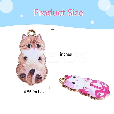 18Pcs 6 Styles Alloy Enamel Pendant Cartoon Little Cat Alloy Printing Pendant DIY Necklace Bracelet Pendant Earring Accessories JX585A-1