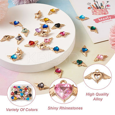 26Pcs 13 Colors Zinc Alloy Rhinestone Pendants FIND-SW0001-25-1