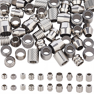 90Pcs 10 Styles 201 Stainless Steel European Beads STAS-PA0001-01-1