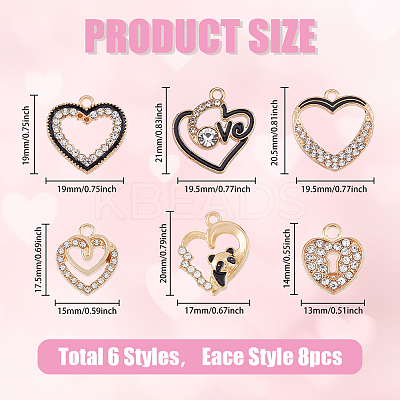 48Pcs 6 Styles Alloy Enamel Pendants FIND-FH0007-68-1