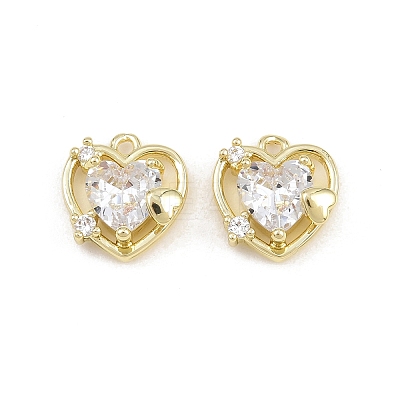 Brass Pave Clear Cubic Zirconia Charms CU-CBA8124-01B-G-1