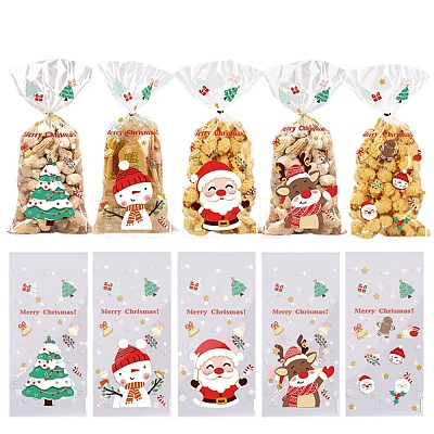 Christmas Theme Self-adhesive Plastic Bakeware Bag ABAG-F006-03-1