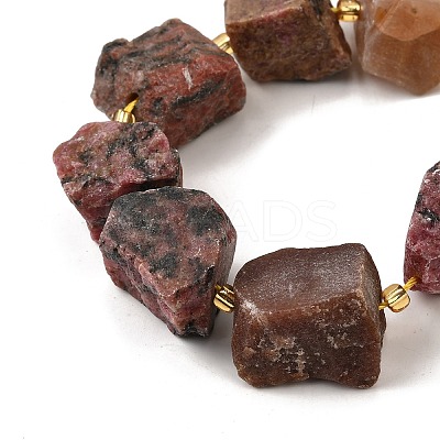 Raw Rough Natural Rhodonite Beads Strands G-Z087-B13-1