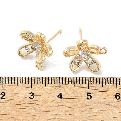 Brass Micro Pave Cubic Zirconia Stud Earring Findings KK-E107-17G-1