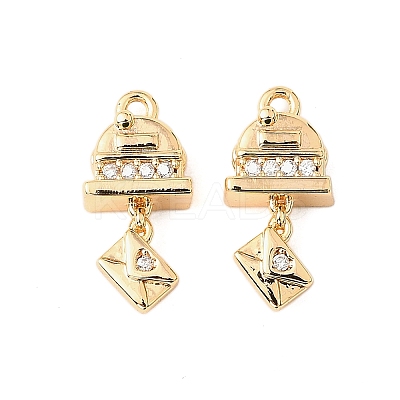 Brass Micro Pave Cubic Zirconia Pendants KK-K351-65G-1