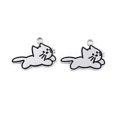 304 Stainless Steel & Enamel Pendants STAS-T073-23P-1