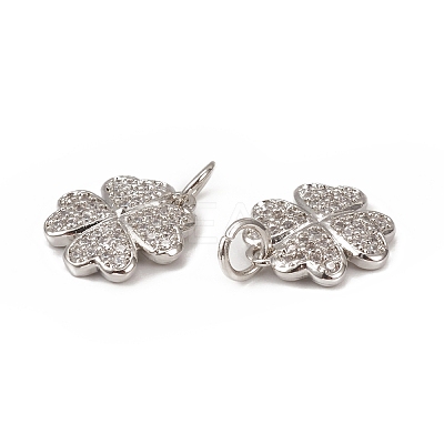 Brass Micro Pave Cubic Zirconia Charms KK-E068-VB112-1