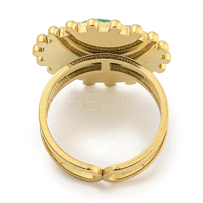 Ion Plating(IP) 304 Stainless Steel Synthetic Malachite Cuff Rings G-Z056-08G-03-1