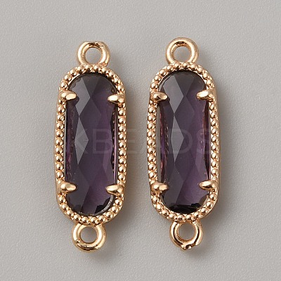 Golden Plated Brass Pave Glass Connector Charms LS-FIND-WH0110-728G-08-1