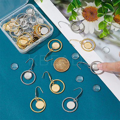 12 Pair 2 Color Glass Blank Dome Dangle Earrings EJEW-AB00020-1