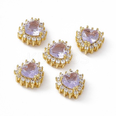 Rack Plating Brass Micro Pave Cubic Zirconia Beads KK-C007-12G-1