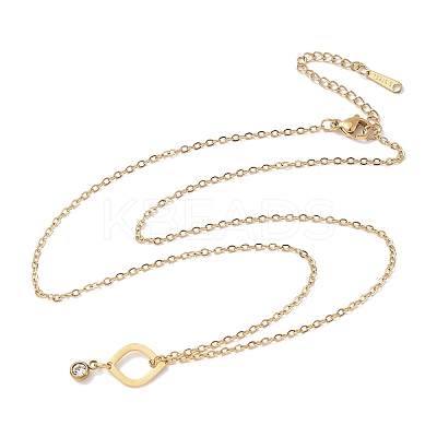 304 Stainless Steel Crystal Rhinestone Geometric Pendant Cable Chain Necklaces NJEW-Z073-01G-01-1