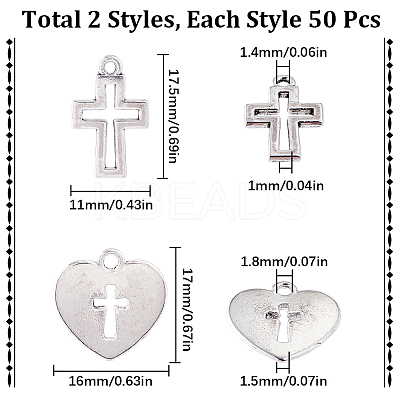 100Pcs 2 Styles Tibetan Style Alloy Pendants FIND-SC0006-65-1