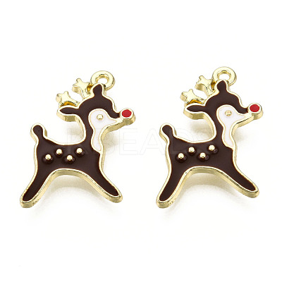 Golden Plated Alloy Enamel Pendants ENAM-D040-E04-G-01-1