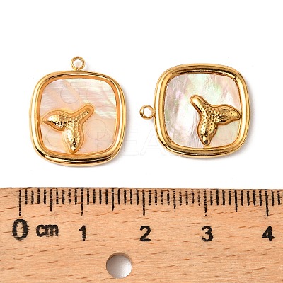 304 Stainless Steel Pave Natural Shell Pendants STAS-Z145-07G-02A-1