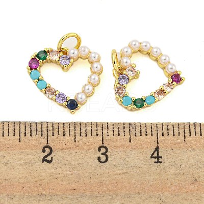 Heart Rack Plating Brass Micro Pave Cubic Zirconia Charms KK-U021-13B-G-1