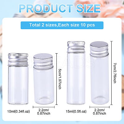 20Pcs 2 Styles Column Glass Screw Top Bead Storage Tubes CON-YW0001-89-1