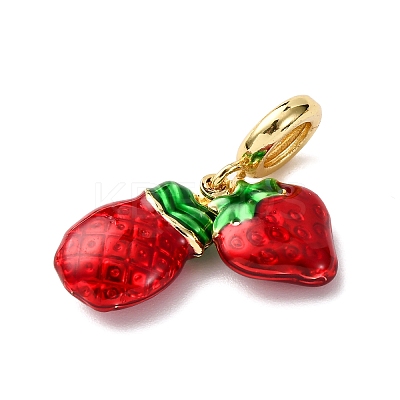 Brass Enamel European Dangle Charms KK-C119-03G-1