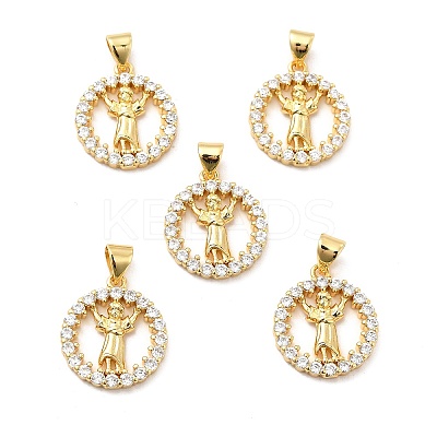 Rack Plating Brass Micro Pave Cubic Zirconia Pendants KK-K270-31G-1
