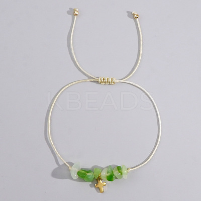 Bohemian Style Cross Natural Other Jade Braided Beaded Bracelets for Women XK2373-4-1