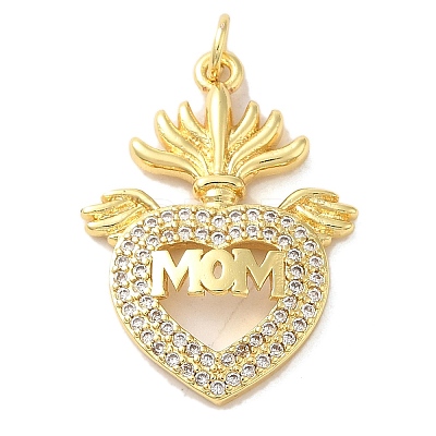 Mother's Day Brass Micro Pave Clear Cubic Zirconia Pendants FIND-Z041-20I-1