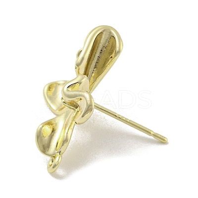 Brass Cubic Zirconia Ear Studs Findings KK-R154-03G-1
