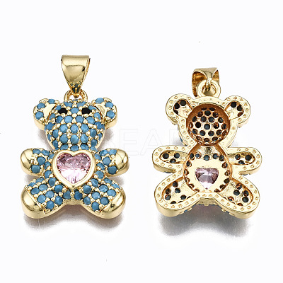 Brass Micro Pave Clear Cubic Zirconia Pendants ZIRC-S067-044C-NR-1