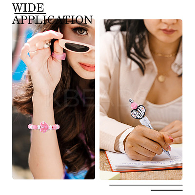 8Pcs 4 Colors Heart and Flower Silicone Focal Beads SIL-TA0002-02-1