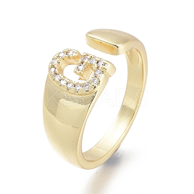 Brass Micro Pave Clear Cubic Zirconia Cuff Rings X-RJEW-F103-13G-G-1