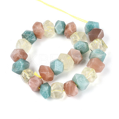 Natural Lemon Quartz & Flower Amazonite & Sunstone Beads Strands G-N358-01A-07-1
