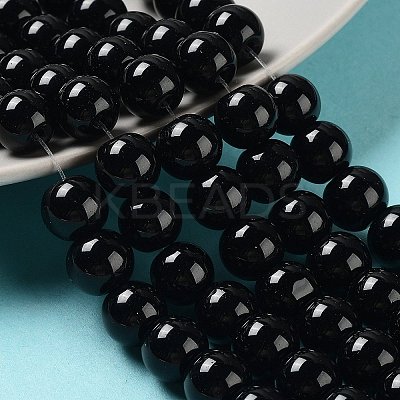 Black Glass Pearl Round Loose Beads For Jewelry Necklace Craft Making X-HY-10D-B20-1