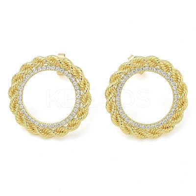 Brass Micro Pave Clear Cubic Zirconia Stud Earrings EJEW-C122-08G-1