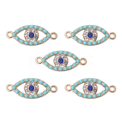 Alloy Connector Charms with Capri Blue Rhinestone and Synthetic Turquoise FIND-YW0003-50-1