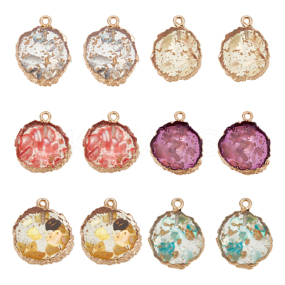 12Pcs 6 Colors Transparent Resin Pendants CRES-CA0001-22-1