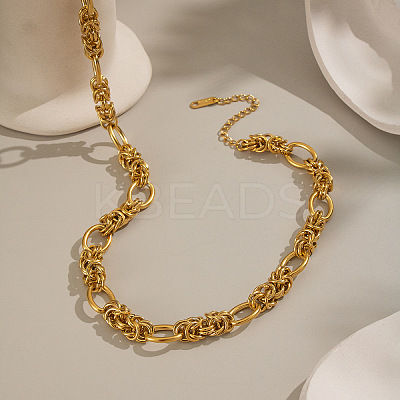 304 Stainless Steel Link Chain Necklaces NJEW-L470-03G-1