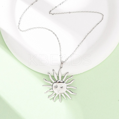 304 Stainless Steel Sun Pendant Cable Chain Necklaces for Men Women NJEW-K308-04C-P-1