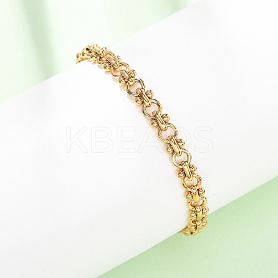 304 Stainless Steel Ring Link Chain Bracelets for Women BJEW-F529-13G-1