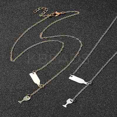 2Pcs 2 Colors Alloy Cable Chain Wine Cup Pendant Y Necklaces for Women AJEW-FS0001-23-1