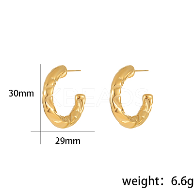 Geometric 304 Stainless Steel C-Shaped Stud Earrings BD8956-2-1