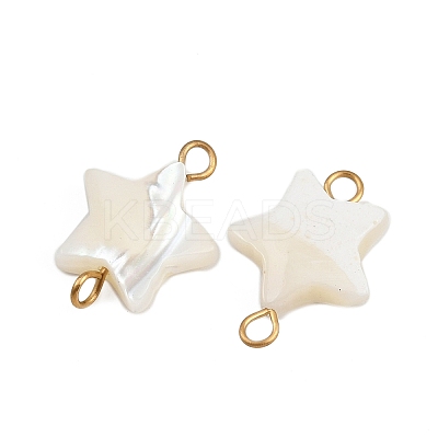 Natural Shell Star Connector Charms X1-STAS-D378-26G-1